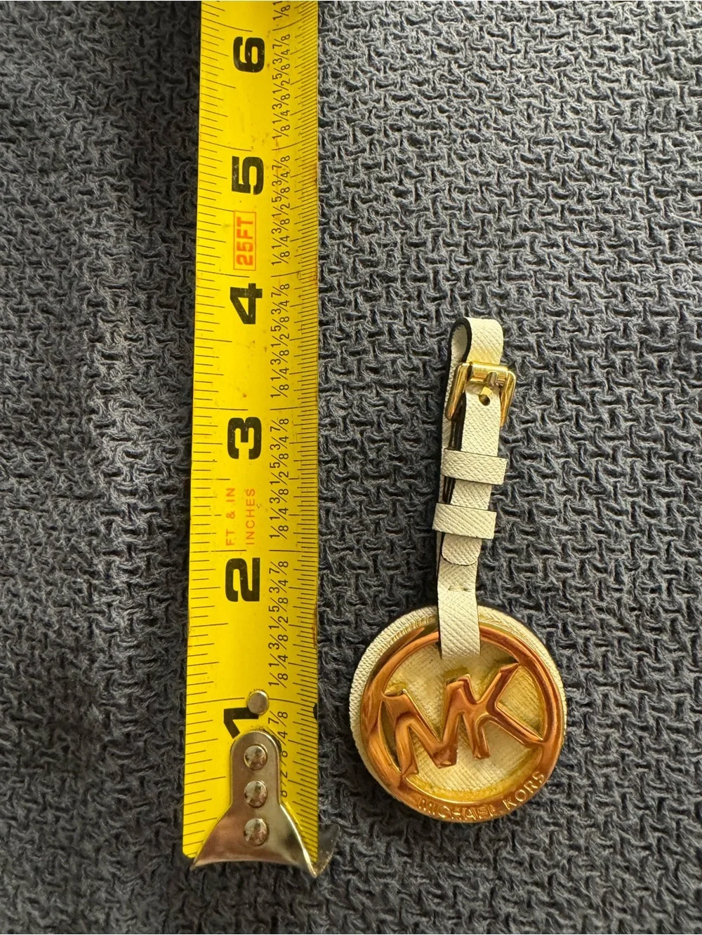 Michael Kors White and Gold MK Logo Bag Charm